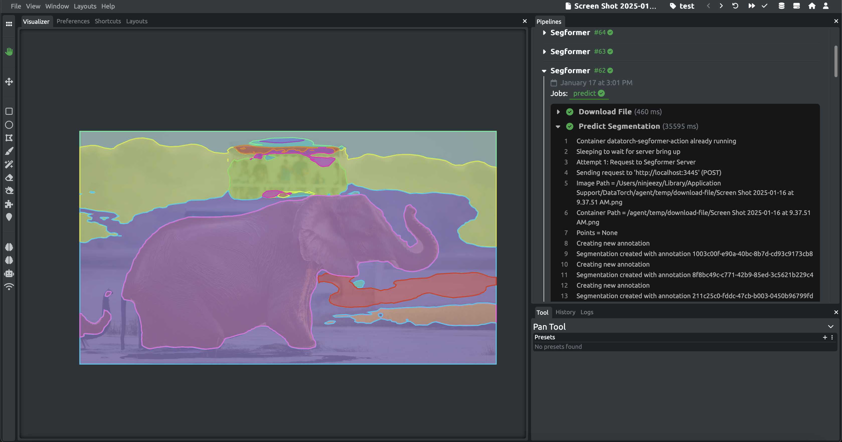 Annotator with Pipelines Tab open